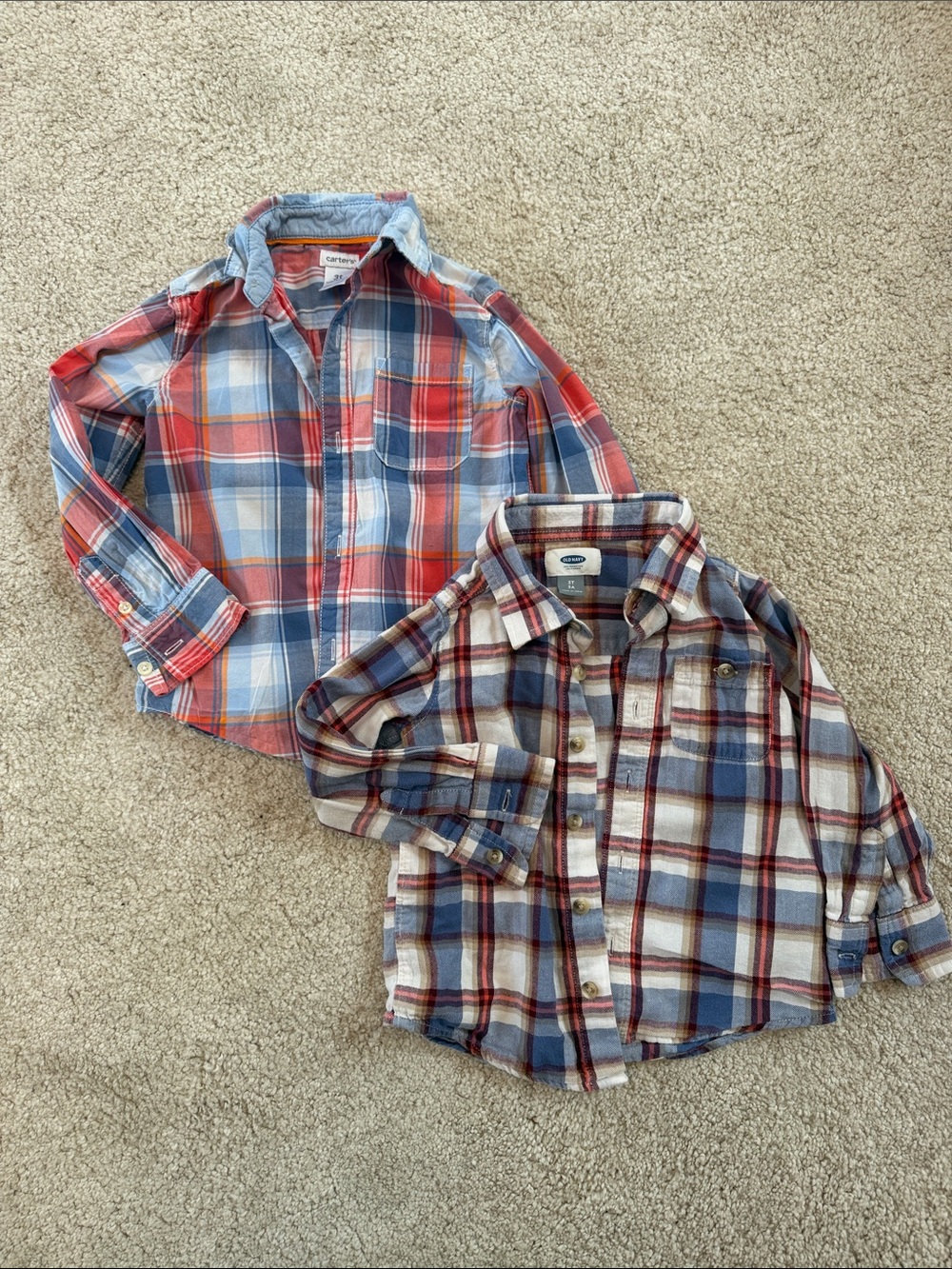 Carters and old Navy Red, Blue & White Plaid Button-Up Shirt Set (Kids)